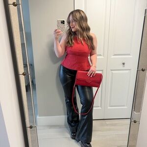 We The Free Black Faux Leather Wide-Leg Pants